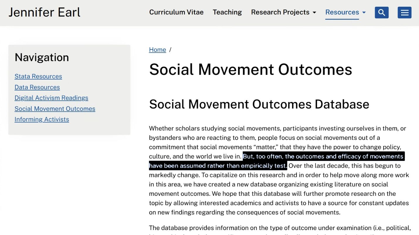 Social Movement Outcomes precedent